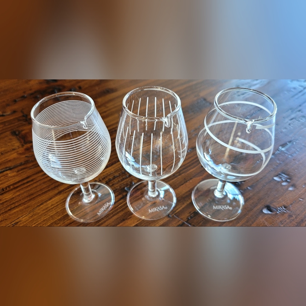 Mikasa Etched Glass Wine Glasses.